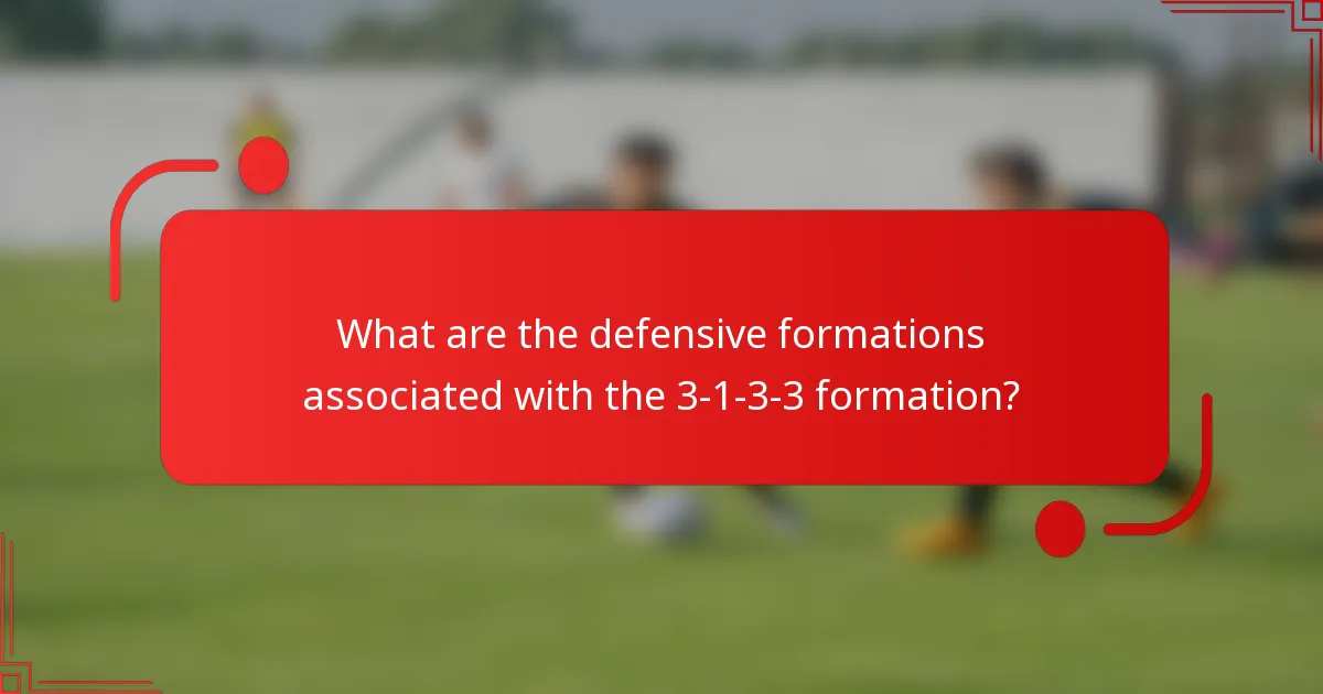What are the defensive formations associated with the 3-1-3-3 formation?