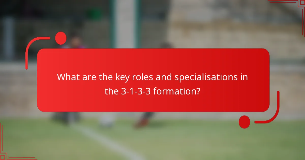 What are the key roles and specialisations in the 3-1-3-3 formation?