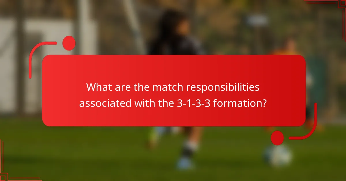 What are the match responsibilities associated with the 3-1-3-3 formation?