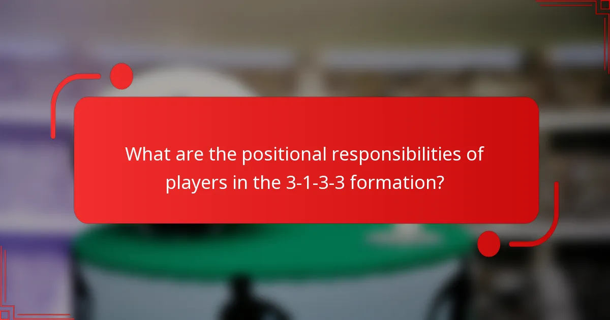 What are the positional responsibilities of players in the 3-1-3-3 formation?